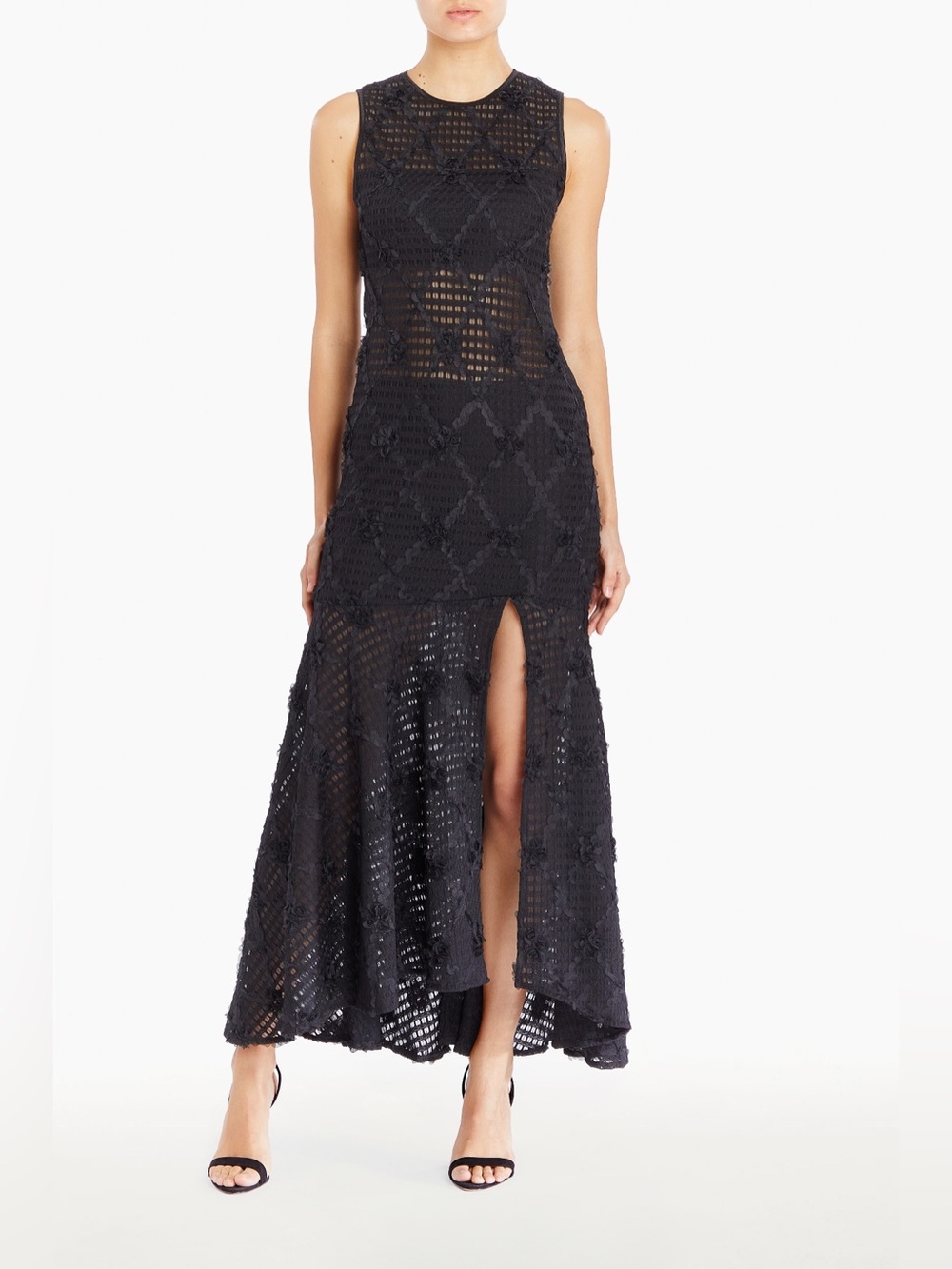 Amanda Uprichard Lauritta Dress Black NWT Sleeveless Lace Maxi Dress Size Small